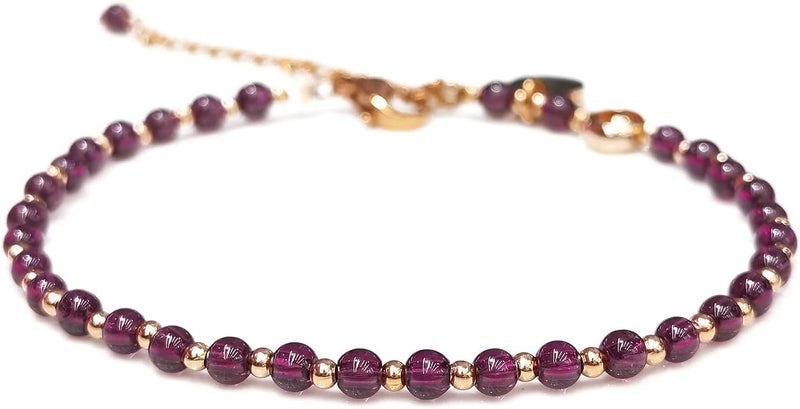 Morchic 3mm Tiny Beads Natural Gemstone Bracelet for Women, Adjustable 7.1" Energy Gem Charm Jewelry, Dainty Handmade Birthday Gift - Image 1